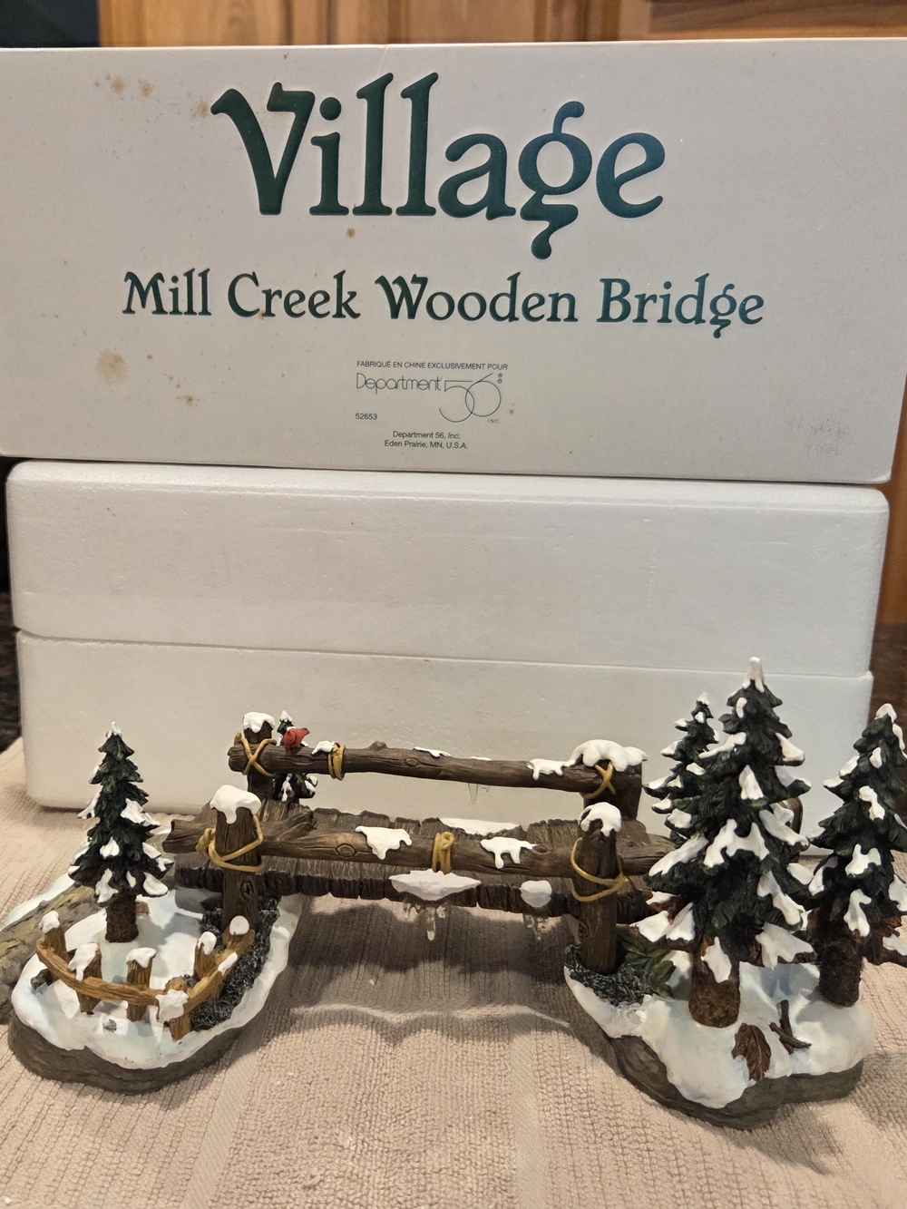 Vintage Department 56 Village Mill Creek Wooden Bridge
